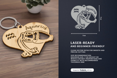 Heart Zodiac Keychain - Aquarius Laser Cut Product Image 3