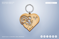 Heart Zodiac Keychain - Aries Laser Cut Product Image 1