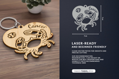 Heart Zodiac Keychain - Cancer Laser Cut Product Image 1