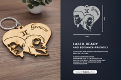 Heart Zodiac Keychain - Gemini Laser Cut Product Image 3