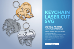 Heart Zodiac Keychain - Gemini Laser Cut Product Image 1