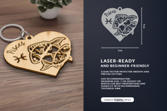 Heart Zodiac Keychain - Pisces Laser Cut Product Image 1