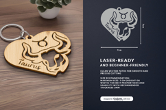 Heart Zodiac Keychain - Taurus Laser Cut Product Image 3