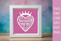 Mother's Day SVG, Blessed Mom clipart, floral heart Mom gift Product Image 1