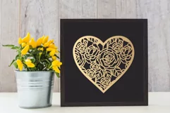 Rose Flowers Heart, floral heart SVG, Papercut heart. Product Image 2