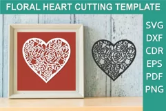 Rose Flowers Heart, floral heart SVG, Papercut heart. Product Image 1