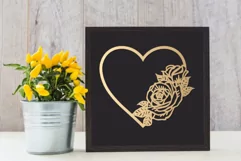 Heart Rose Flowers decorated, SVG Heart, Floral frame Cricut Product Image 2