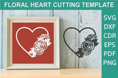 Heart Rose Flowers decorated, SVG Heart, Floral frame Cricut Product Image 1