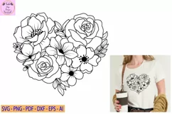 Flower Heart Svg Flower Svg Floral Heart Svg Product Image 1