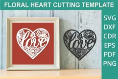 Floral Heart design SVG cutout Love heart with peony flowers Product Image 1
