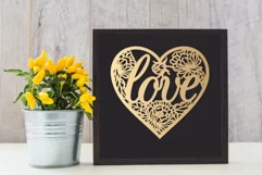 Floral Heart design SVG cutout Love heart with peony flowers Product Image 2