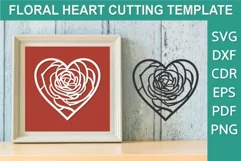 Floral Heart design SVG, Papercut Rose Flower heart Cricut Product Image 1