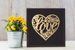 Cutout Heart with Love inscription, Floral Heart design SVG Product Image 2