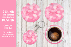 Hearts car coaster sublimation. Valentines round coaster 008 Product Image 1
