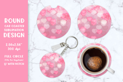 Hearts car coaster sublimation. Valentines round coaster 009 Product Image 1