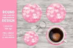 Hearts car coaster sublimation. Valentines round coaster 011 Product Image 1
