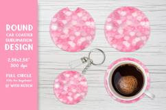 Hearts car coaster sublimation. Valentines round coaster 014 Product Image 1