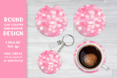 Hearts car coaster sublimation. Valentines round coaster 015 Product Image 1