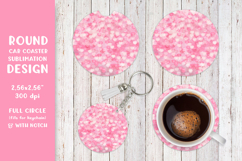 Hearts car coaster sublimation. Pink round coaster 016 Product Image 1