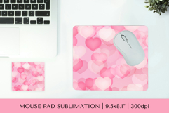 Pink hearts mouse pad sublimation. Valentines design PNG 002 Product Image 1