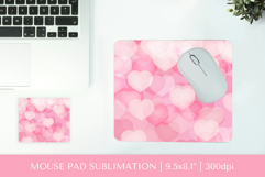 Pink hearts mouse pad sublimation. Valentines design PNG 003 Product Image 1