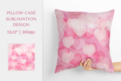 Pink Hearts Pillow Case Sublimation. Valentines Pillow 003 Product Image 1
