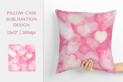 Pink Hearts Pillow Case Sublimation. Valentines Pillow 004 Product Image 1