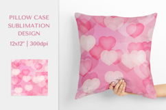 Pink Hearts Pillow Case Sublimation. Valentines Pillow 005 Product Image 1