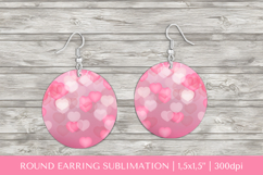 Hearts round earrings sublimation. Valentines earring 029 Product Image 1