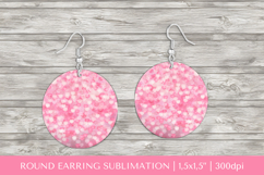 Pink hearts round earrings sublimation design PNG 0031 Product Image 1