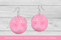 Pink hearts round earrings sublimation design PNG 032 Product Image 1