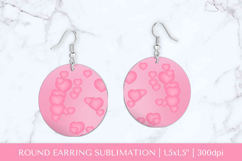 Pink hearts round earrings sublimation design PNG 036 Product Image 1