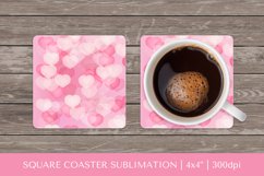 Hearts square coaster sublimation. Valentines coaster 001 Product Image 1