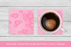 Pink hearts square coaster sublimation Valentines design 019 Product Image 1