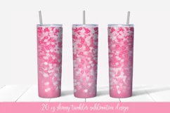 Pink hearts tumbler sublimation. Valentines tumbler wrap Product Image 1