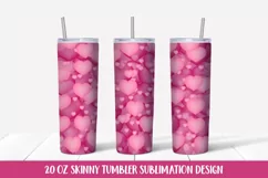 Pink hearts 20oz skinny tumbler sublimation wrap Product Image 1