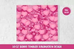 Pink hearts 20oz skinny tumbler sublimation wrap Product Image 2