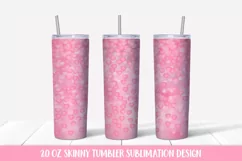 Soft ink hearts 20oz skinny tumbler sublimation wrap Product Image 1