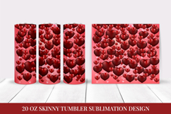 Red hearts tumbler sublimation wrap. Valentines Day tumbler Product Image 1
