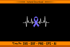 Heartbeat Stomach Cancer Awareness Ribbon SVG Product Image 1