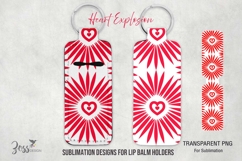 Bold exploding heart sublimation design for lip balm holder Product Image 1