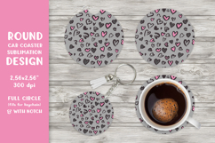Heart leopard car coaster sublimation. Round coaster 005 Product Image 1