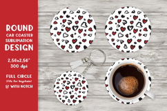 Heart leopard car coaster sublimation. Round coaster 006 Product Image 1