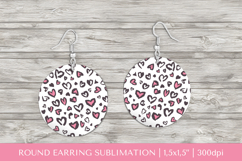 Hearts Leopard earring sublimation. Valentines earrings 008 Product Image 1