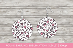 Hearts Leopard earrings sublimation. Valentines earring 009 Product Image 1
