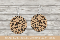 Hearts Leopard earrings sublimation. Valentines earring 010 Product Image 1