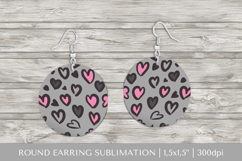 Hearts Leopard earrings sublimation. Valentines earring 014 Product Image 1
