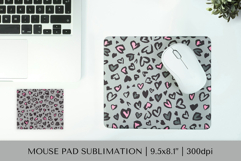 Heart Leopard mouse pad sublimation. Valentines design 002 Product Image 1