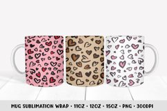 Hearts Leopard Mug Sublimation Wrap. Valentines Day Mugs Product Image 1