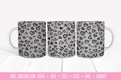 Valentine Leopard Mug Sublimation Design. Heart Mug Wrap Product Image 1